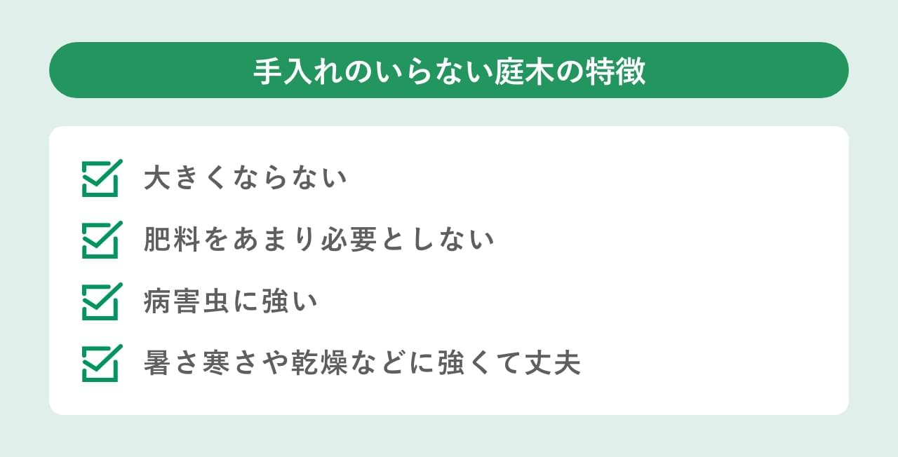 手入れのいらない庭木の特徴