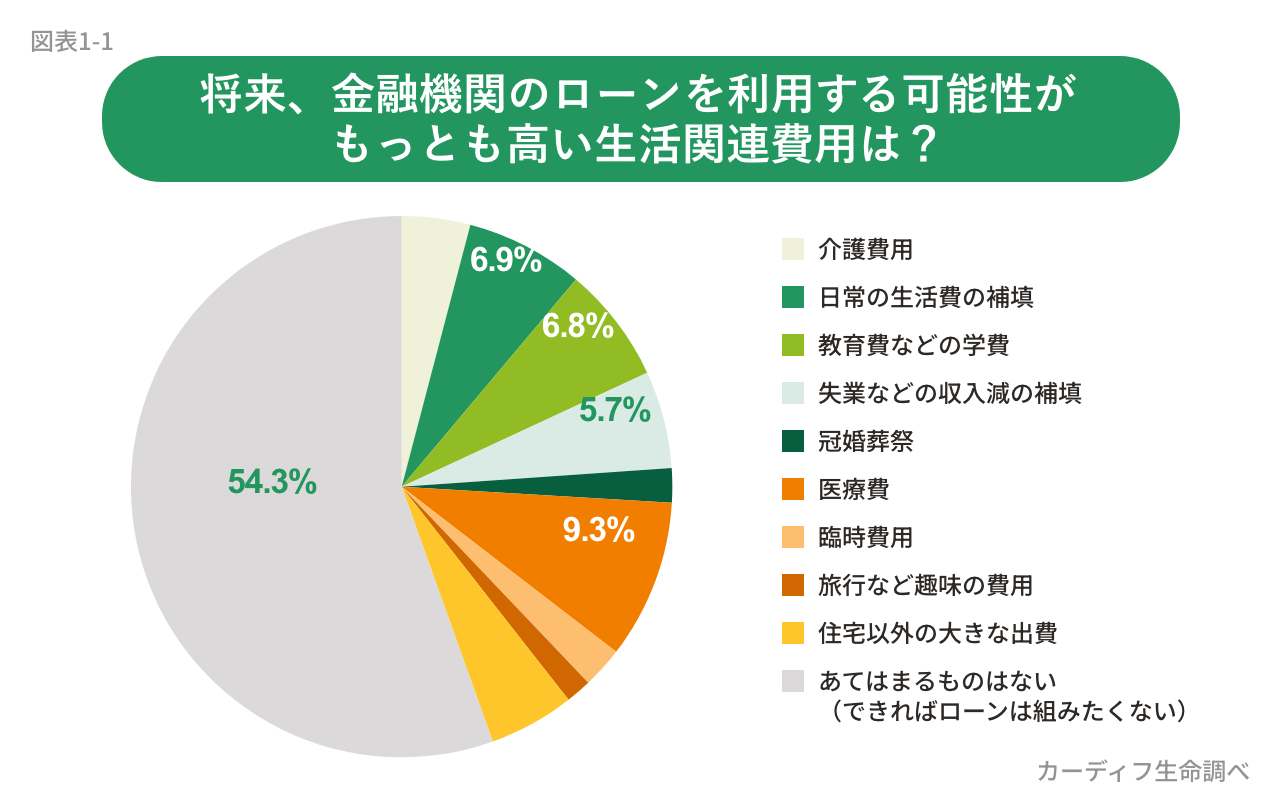 将来、金融機関のローンを利用する可能性がもっとも高い生活関連費用は？