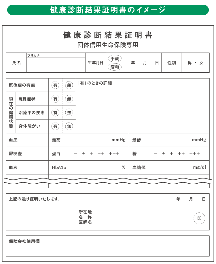 健康診断結果証明書のイメージ